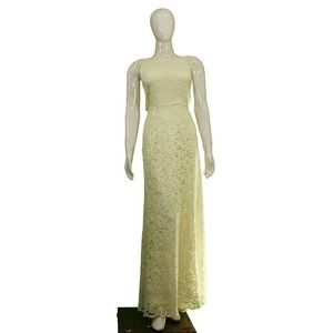 Chic 1990s Vintage Ivory Lace Maxi Dress - Embrace Retro Glamour